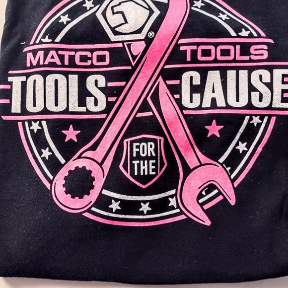 MATCO Tools for the Cause, Breast Ca. Awareness Black Tee MED. Short Sleeve NEW! - Picture 5 of 10